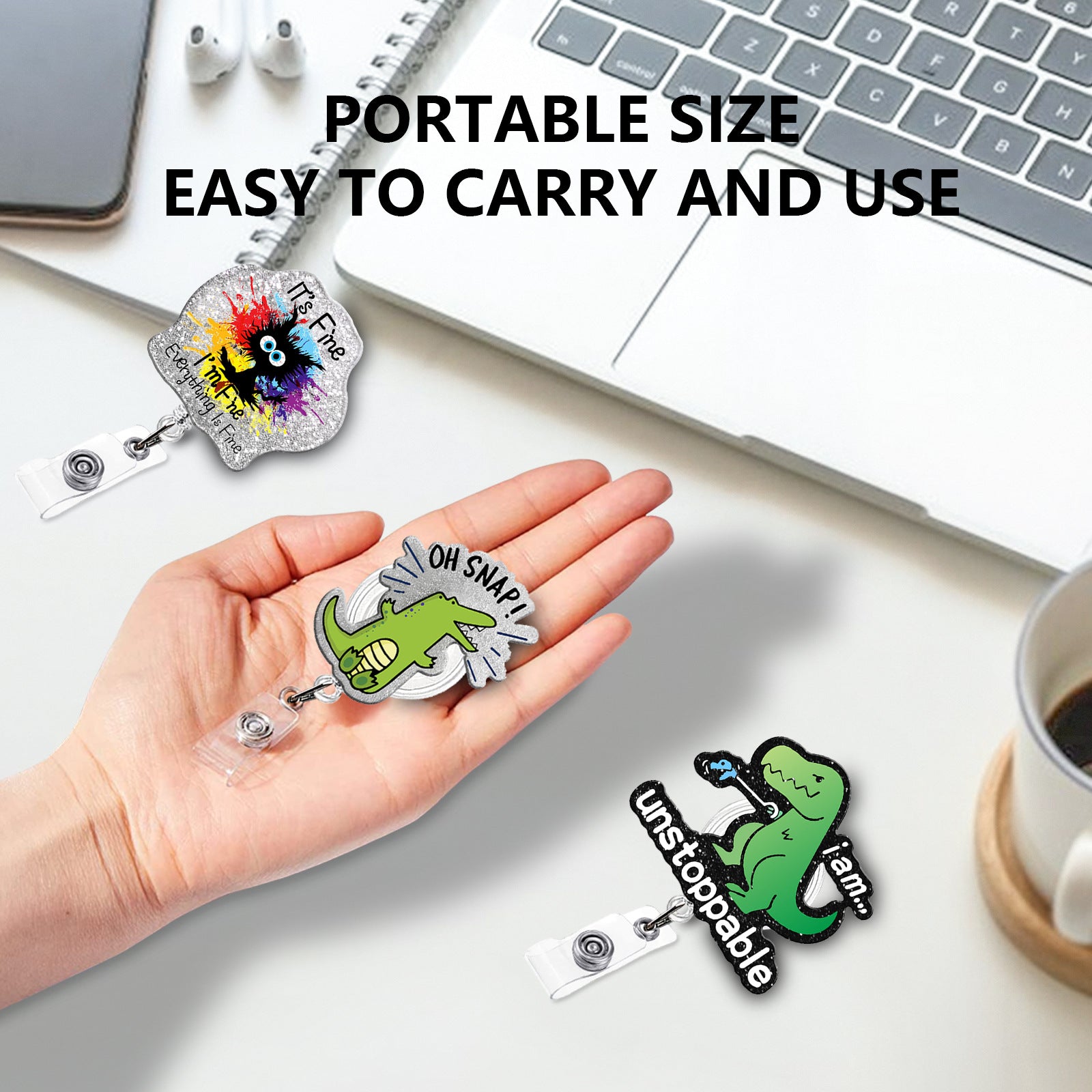 Wholesale Badge Reels with acrylic flatbacks,  teacher,  student,  medical,  telescopic clip